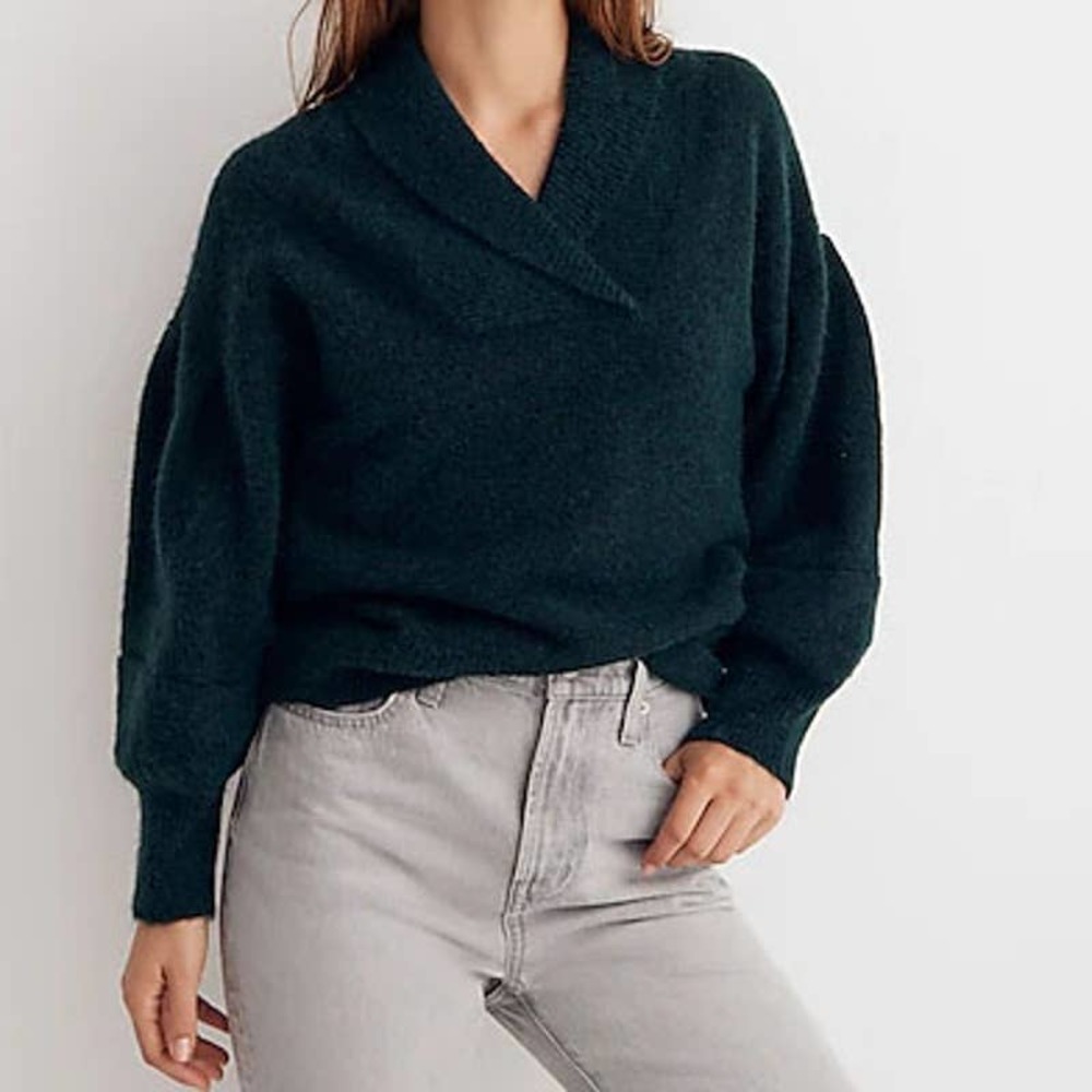 NWT Madewell‎ Women's Green Vinson Shawl Collar Sweater Size Small
